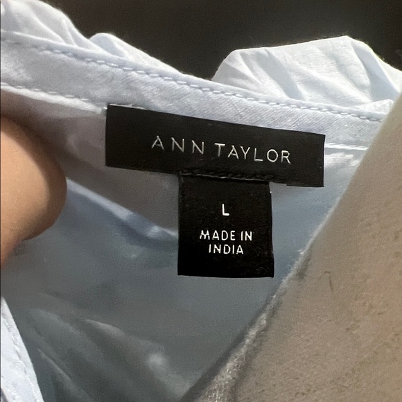 Ann Taylor Light Blue Sleeveless Ruffle Blouse - Picture 2 of 6